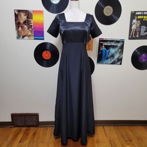 Stage Accents | Black Satin + Matte Performance Gown